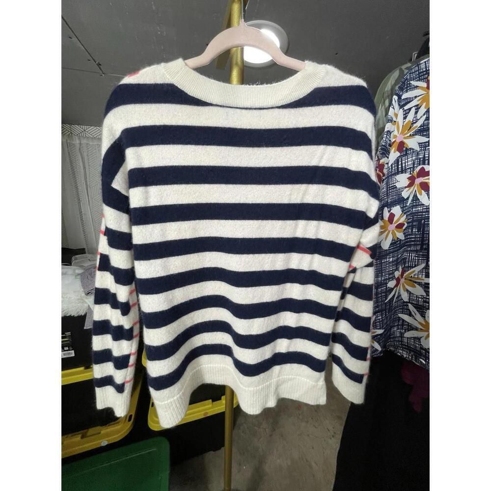 Charter Club Luxury- women’s 100% Cashmere Striped Crewneck Sweater  XL